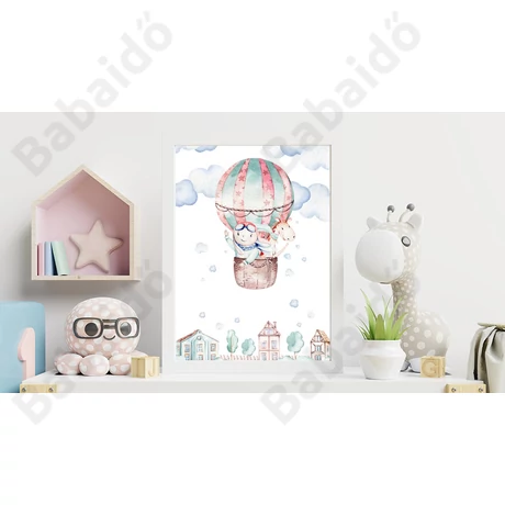 Fiú és zsiráf hőlégballonnal poszter mockup